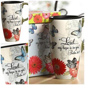 17 OZ. Ceramic Coffee Mug Cup with Handle Sealed Lid and Color Box Women's Gift